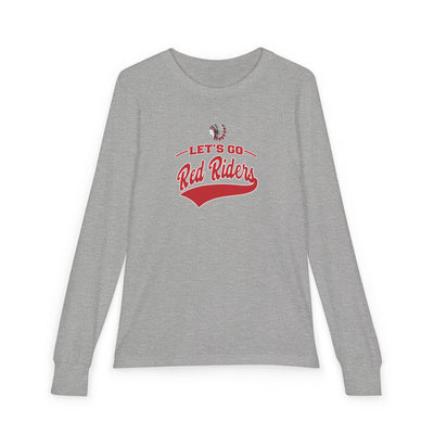 Youth Let's Go Red Riders Graphic Bella + Canvas Long Sleeve Soft Tee