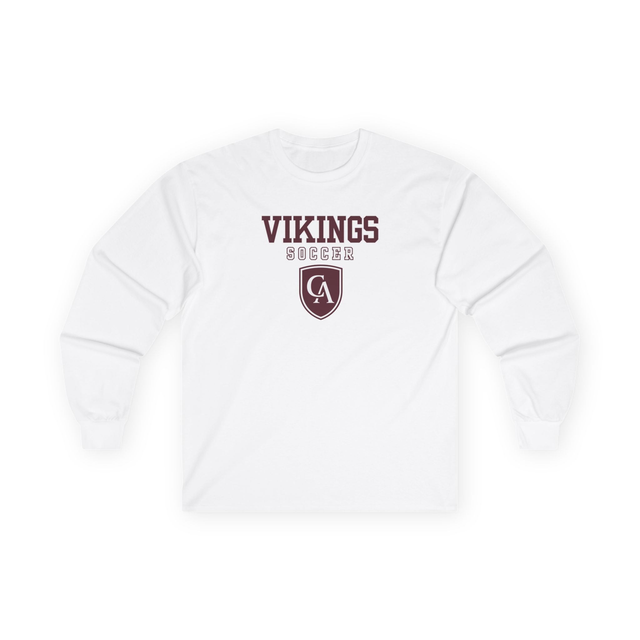 Adult Unisex Columbus Academy Vikings Soccer Graphic Gildan Long Sleeve Tee