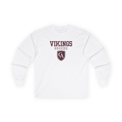 Adult Unisex Columbus Academy Vikings Soccer Graphic Gildan Long Sleeve Tee