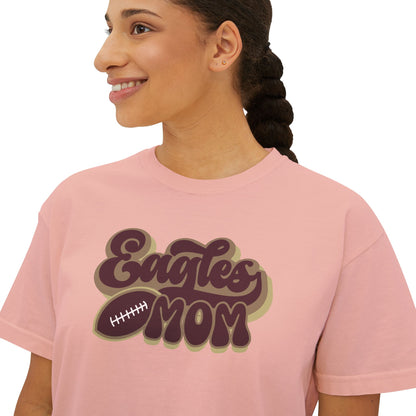 Women's Retro Eagles Football Mom Boxy Crop Short Sleeve Graphic Tee