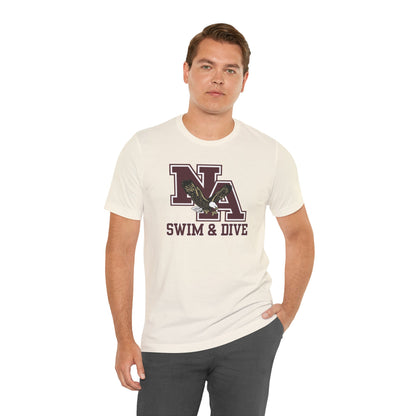 Adult Unisex Swim & Dive Classic Logo with DIVE REACH LIVE Back Graphic Soft Short Sleeve Tee