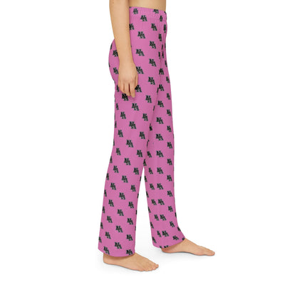 Youth Pajama Pant in Pink with Allover Classic Black Logo Print - PINK OCTOBER