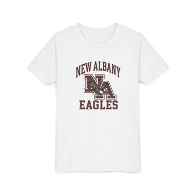 Youth New Albany Vintage Vibes Football Logo Graphic Short Sleeve Bella + Canvas Soft Tee