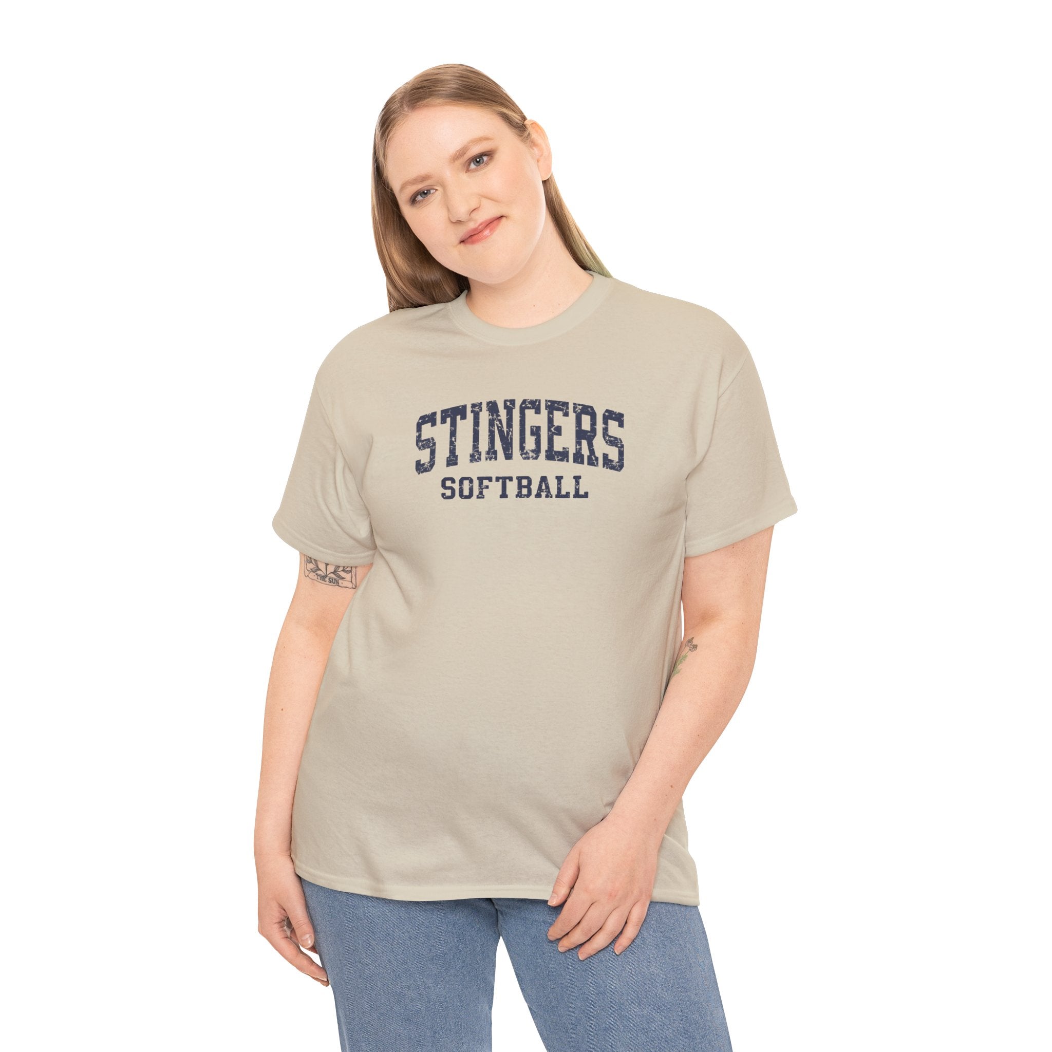 Adult Unisex Stingers Softball Vintage Distressed Graphic Short Sleeve Gildan Heavy Tee
