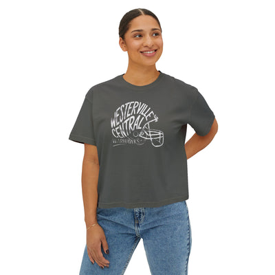 Women's Westerville Central Hustle Helmet Graphic Boxy Crop Short Sleeve Tee