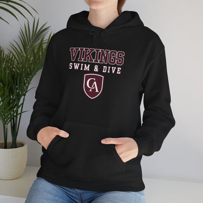 Adult Unisex Columbus Academy Vikings Swim & Dive Graphic Gildan Heavy Blend Hoodie