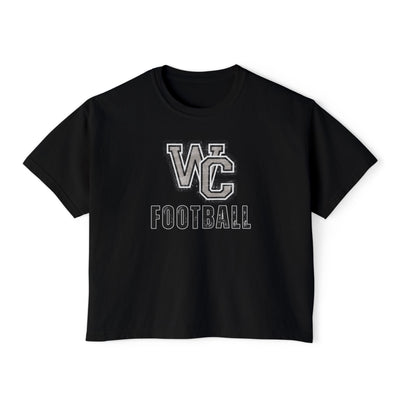 Women's Vintage Distressed Westerville Central Football Graphic Boxy Crop Short Sleeve Tee