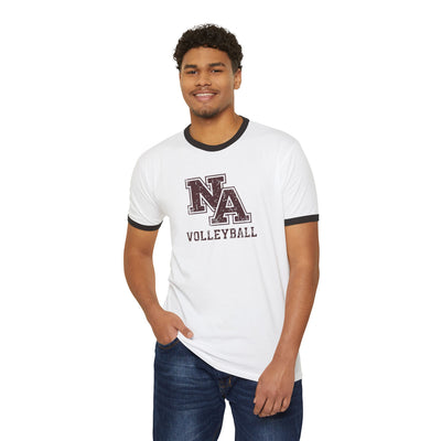 Adult Unisex New Albany Volleyball Vintage Vibe Logo Graphic Short Sleeve Ringer Tee
