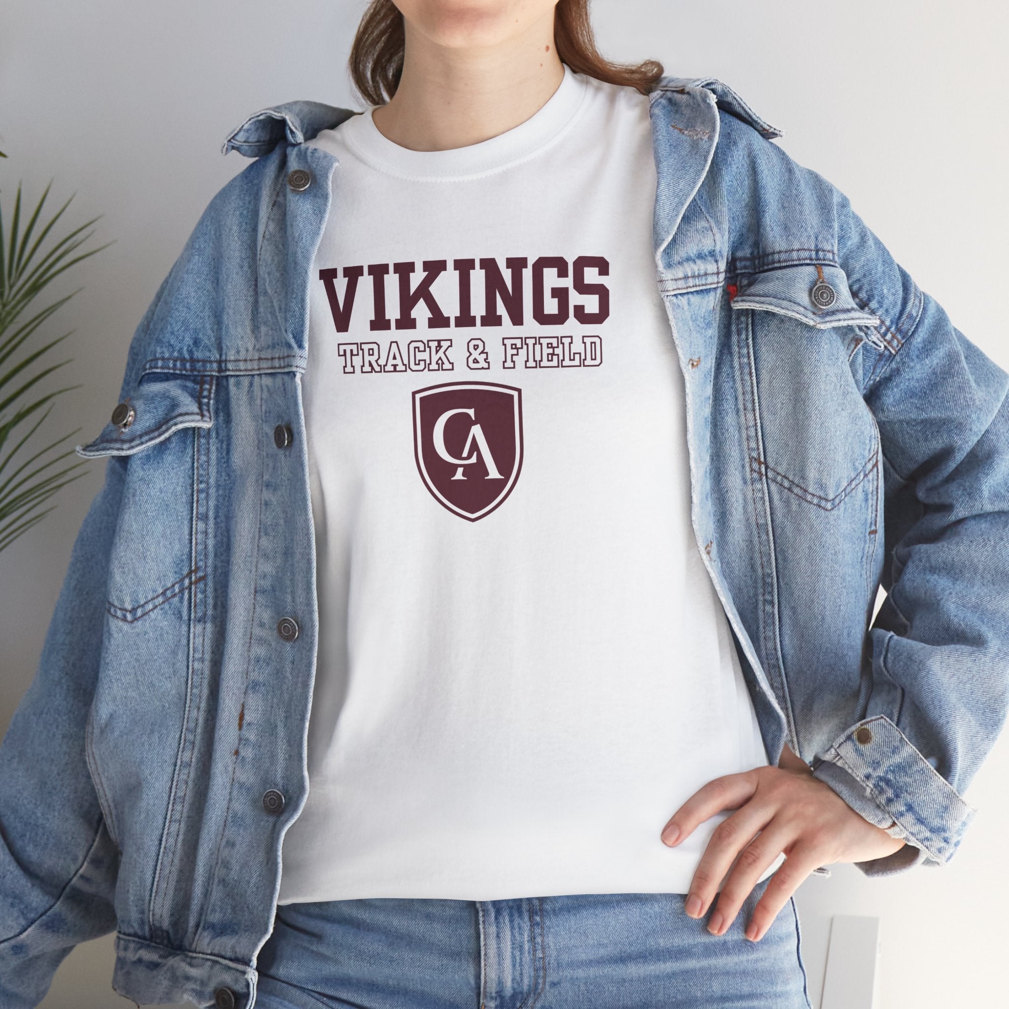 Adult Unisex Columbus Academy Vikings Track & Field Graphic Short Sleeve Gildan Heavy Tee