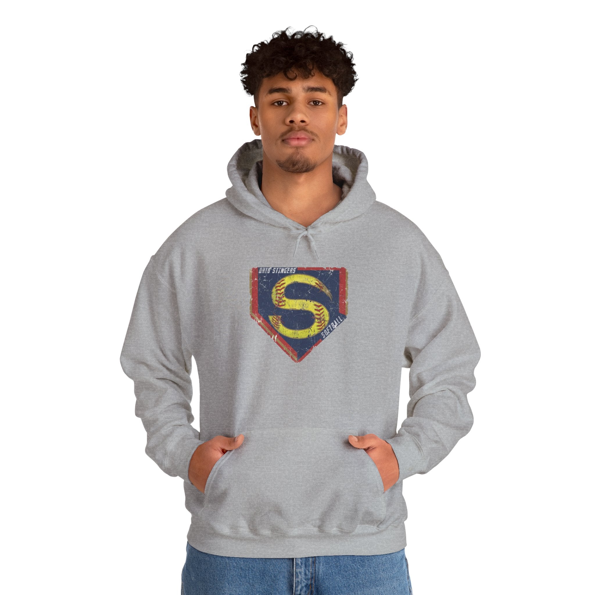 Adult Unisex Stingers Softball Distressed Logo Graphic Hoodie