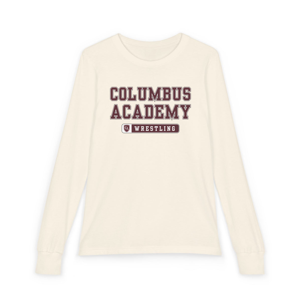 Youth Columbus Academy Wrestling Graphic Bella + Canvas Long Sleeve Soft Tee