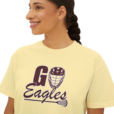 Women's Go Eagles Lacrosse Graphic Boxy Crop Short Sleeve Tee
