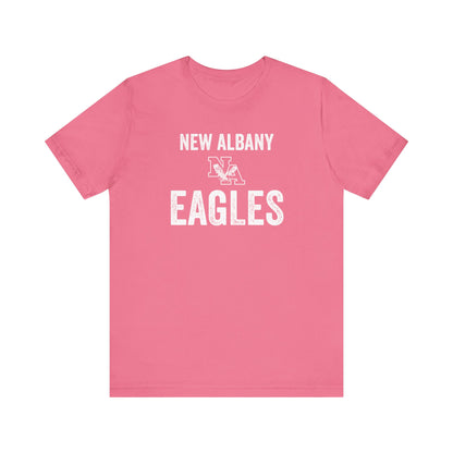 Adult Unisex Vintage Distressed New Albany Eagles Graphic Short Sleeve Soft Tee