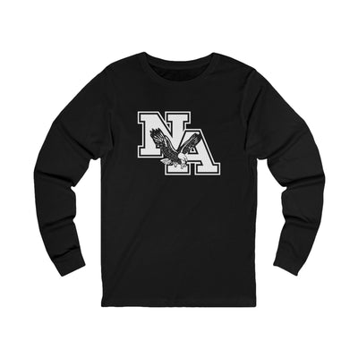 Adult Unisex White/Black Classic NA Logo Graphic Long Sleeve Soft Tee
