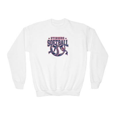 Youth Stingers Softball Spirit Bow Graphic Gildan Heavy Blend Sweatshirt