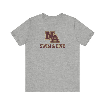 Adult Unisex Swim & Dive Classic Logo with Word Pool Back Graphic Soft Short Sleeve Tee