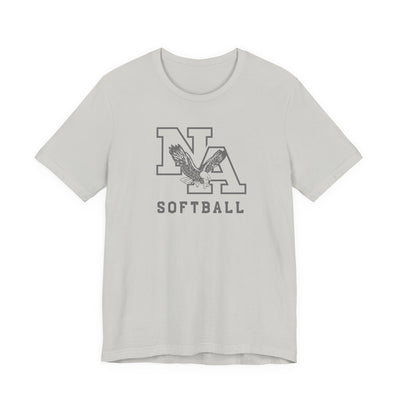 Adult Unisex New Albany Grey Tonal Softball Logo Graphic Short Sleeve Soft Tee