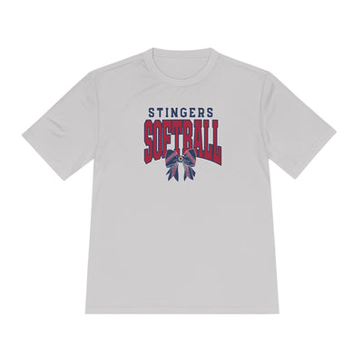 Adult Unisex Stingers Softball Stitched Bow Graphic Sport-Tek Competitor Performance Tee