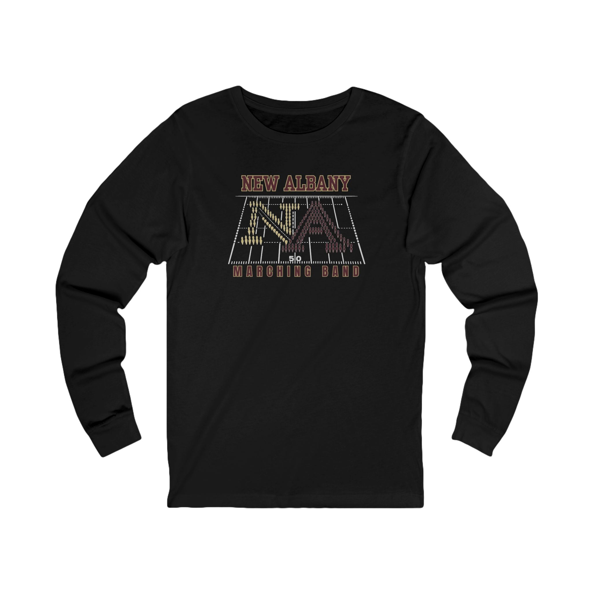 Adult Unisex New Albany Band Field Formation Graphic Long Sleeve Bella + Canvas Soft Tee