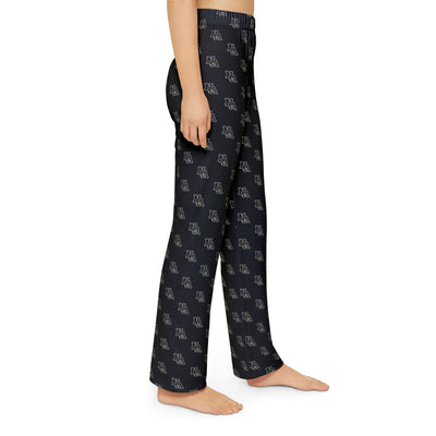 Youth Pajama Pant in Black with Allover Classic Black Logo Print