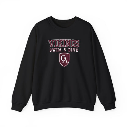 Adult Unisex Columbus Academy Vikings Swim & Dive Graphic Gildan Heavy Blend Sweatshirt