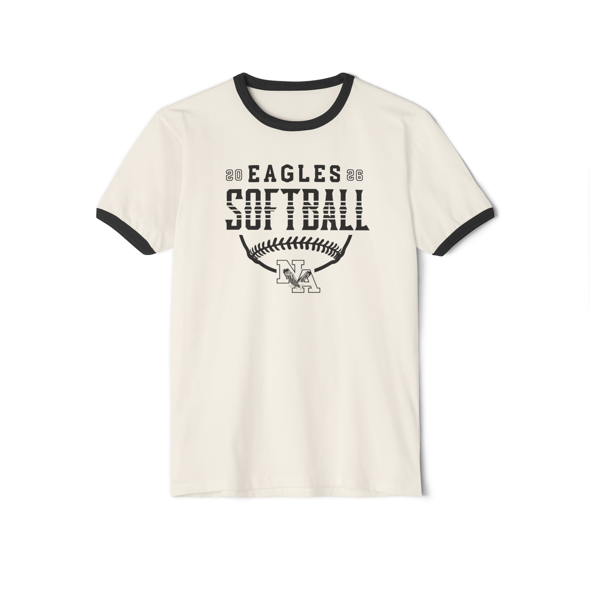 Adult Unisex New Albany Eagles Softball Strong Striped Graphic Short Sleeve Ringer Tee