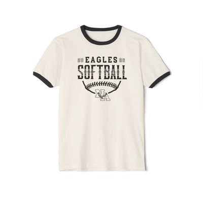 Adult Unisex New Albany Eagles Softball Strong Striped Graphic Short Sleeve Ringer Tee