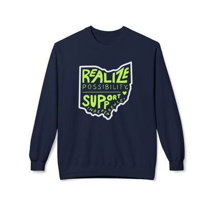 Adult Unisex Realize Possibility Support Independence Graphic Soft Style Sweatshirt