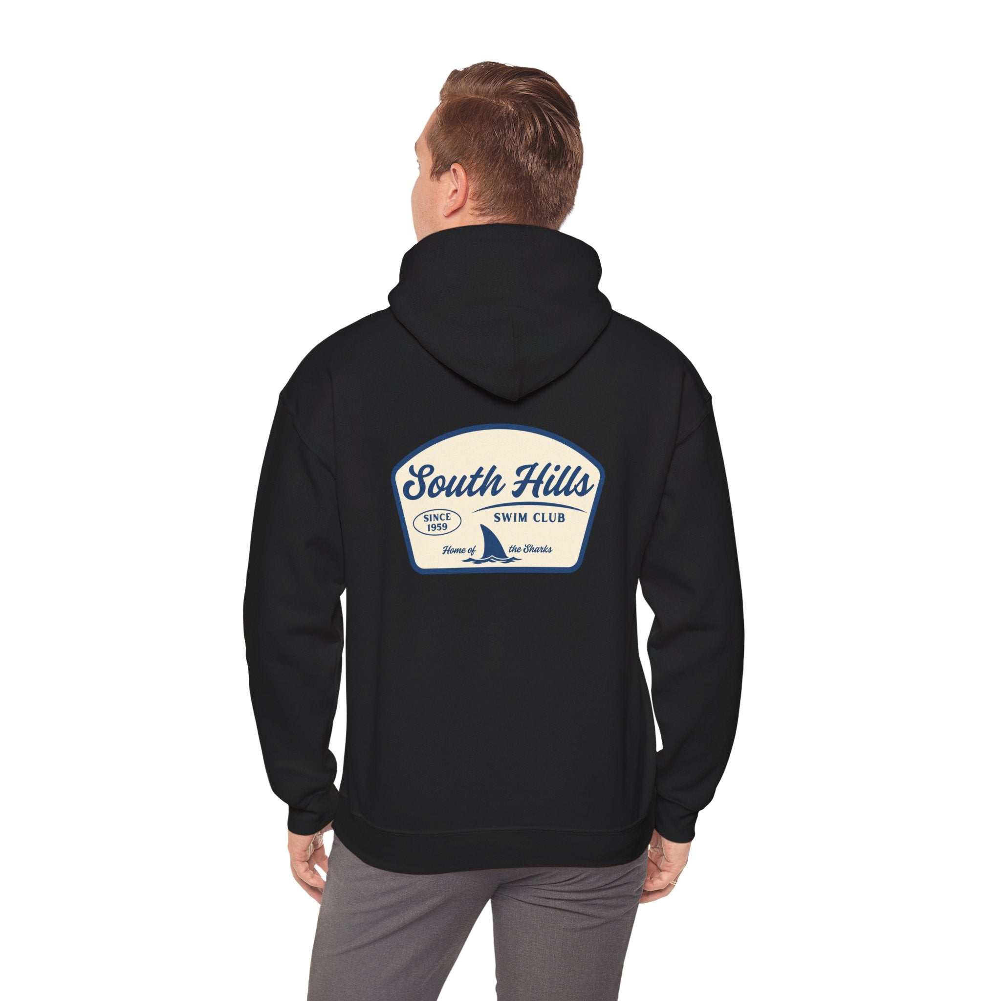 Adult Unisex South Hills Swim Club Home of the Sharks Graphic Hoodie