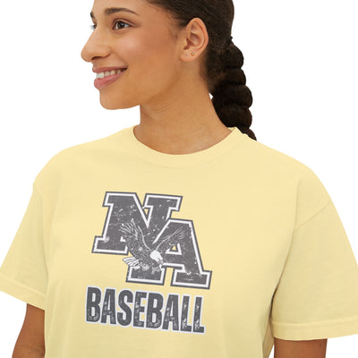 Women's Vintage Faded Logo Baseball Boxy Crop Short Sleeve Tee