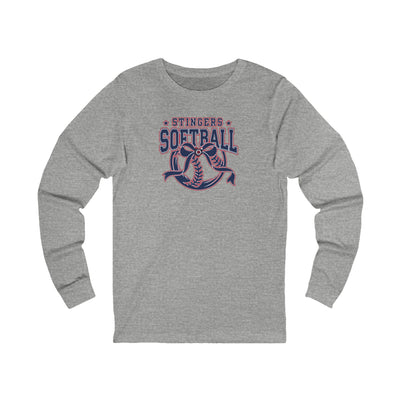 Adult Unisex Stingers Softball Spirit Bow Graphic Long Sleeve Bella + Canvas Soft Tee