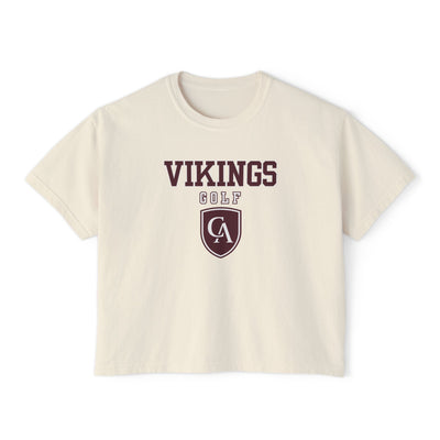 Women's Columbus Academy Vikings Golf Graphic Boxy Crop Short Sleeve Tee