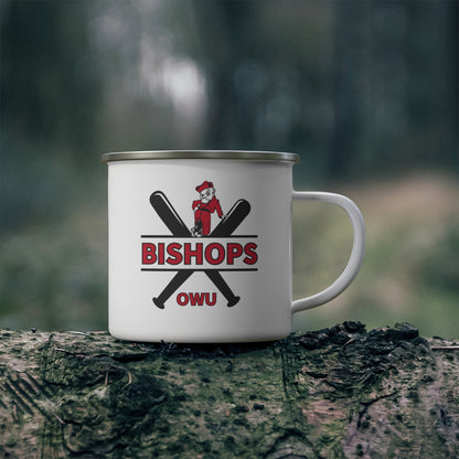 Bishops Baseball Crossbat Graphic Enamel Camping Mug - Ohio Wesleyan University