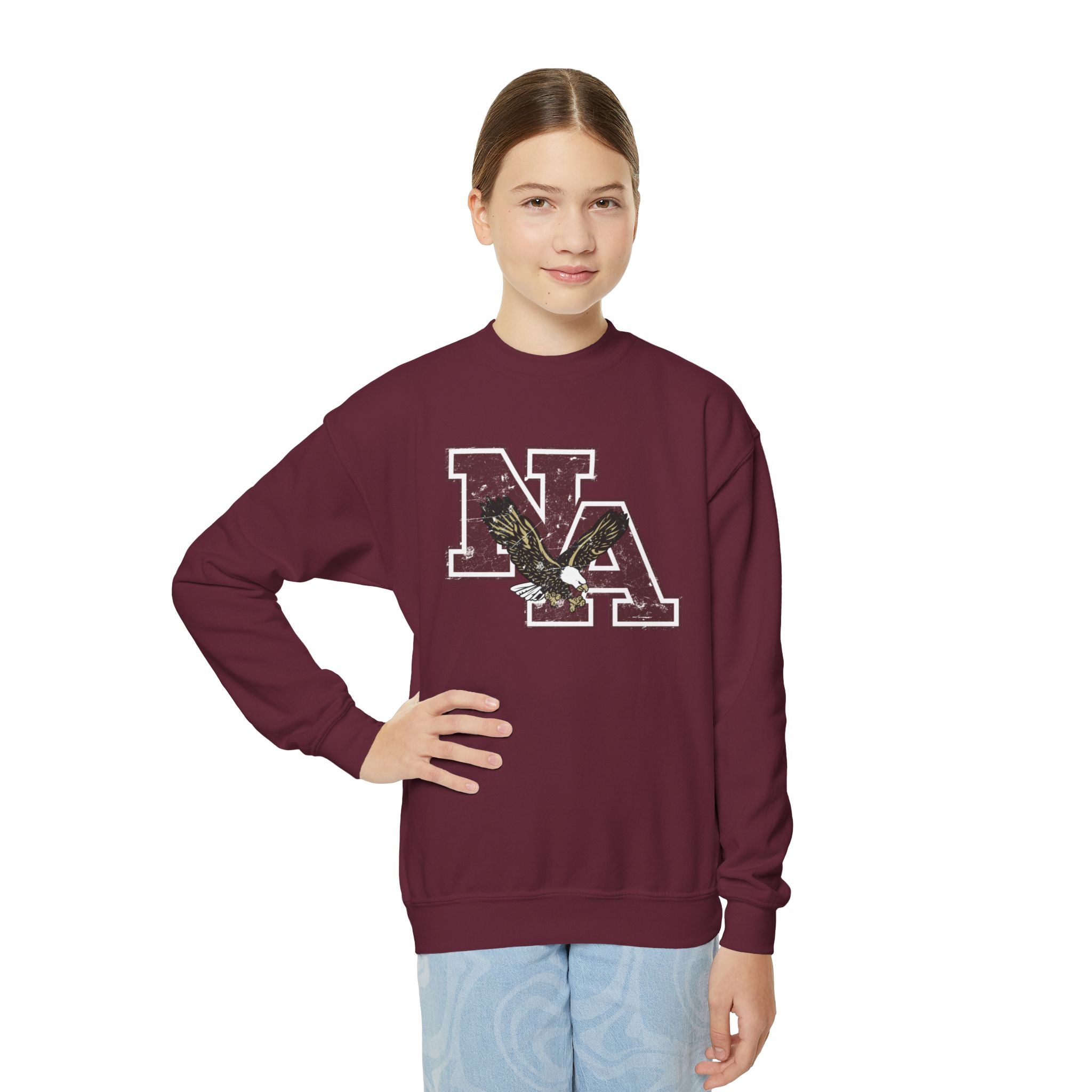 Youth Maroon Vintage Distressed Logo Graphic Sweatshirt