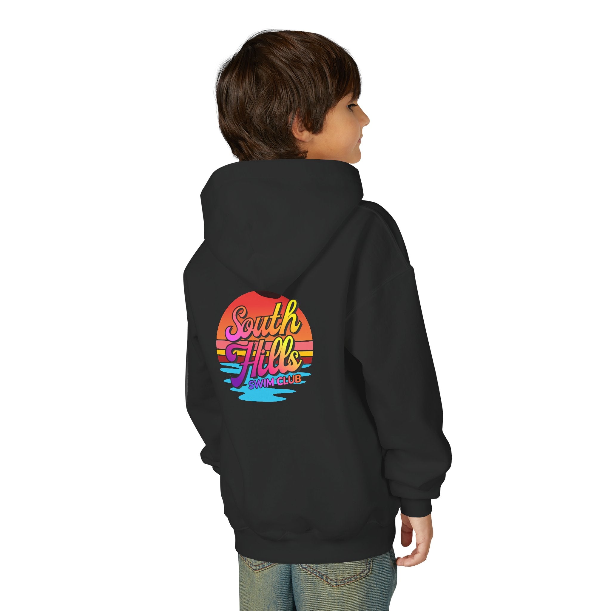 Youth South Hills Swim Club Sunset Script Graphic Hoodie