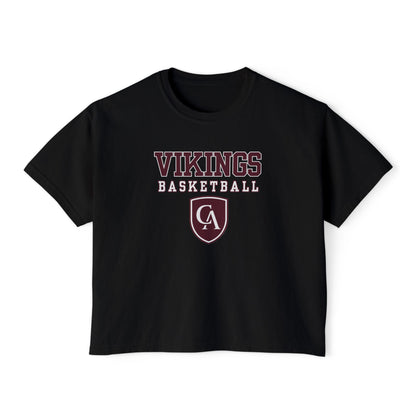 Women's Columbus Academy Vikings Basketball Graphic Boxy Crop Short Sleeve Tee
