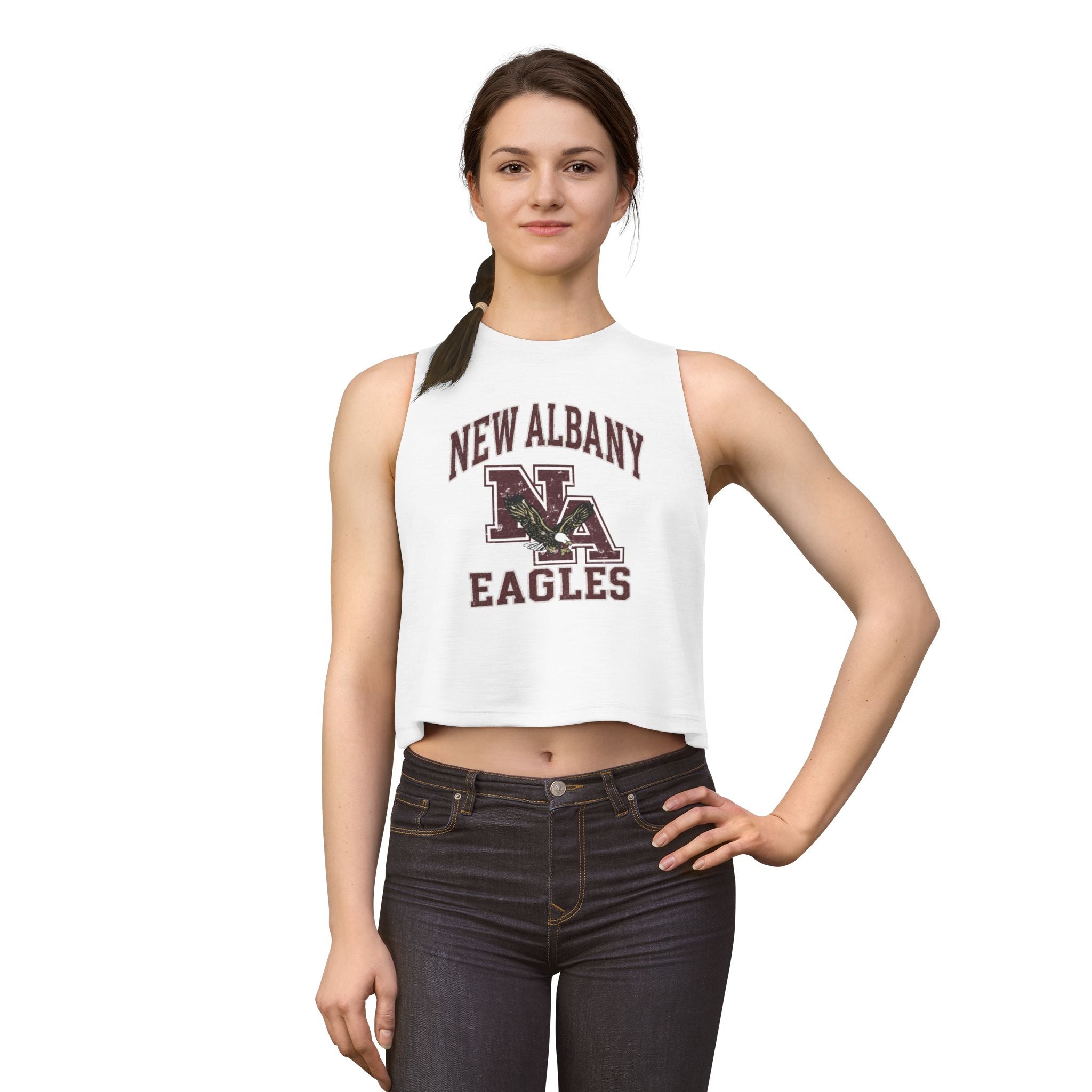 Women's New Albany Vintage Vibes Football Logo Graphic Crop Tank