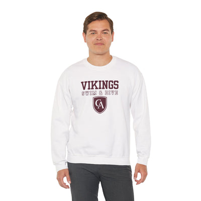 Adult Unisex Columbus Academy Vikings Swim & Dive Graphic Gildan Heavy Blend Sweatshirt