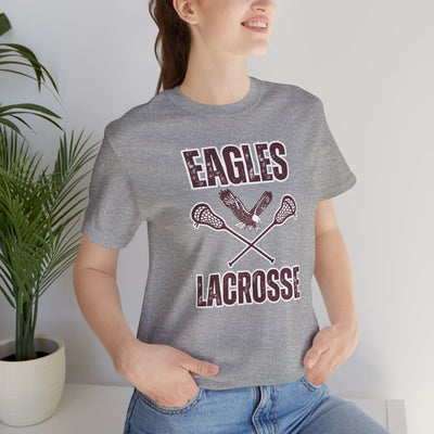 Adult Unisex Distressed Eagles Lacrosse Graphic Short Sleeve Soft Tee