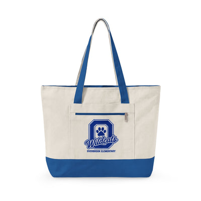 Overbrook Elementary Wildcats Block Letter Graphic Zippered Canvas Tote