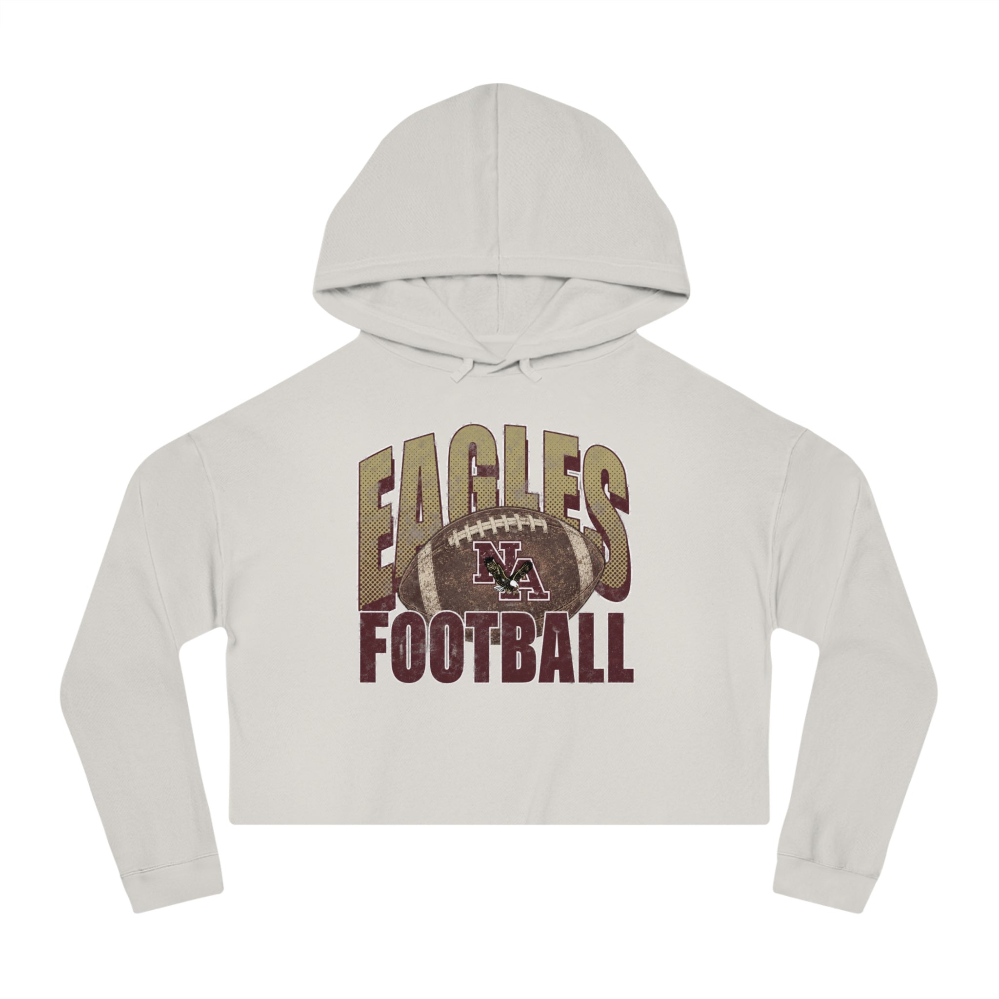 Women's New Albany First-Down Distressed Football Graphic Crop Hoodie