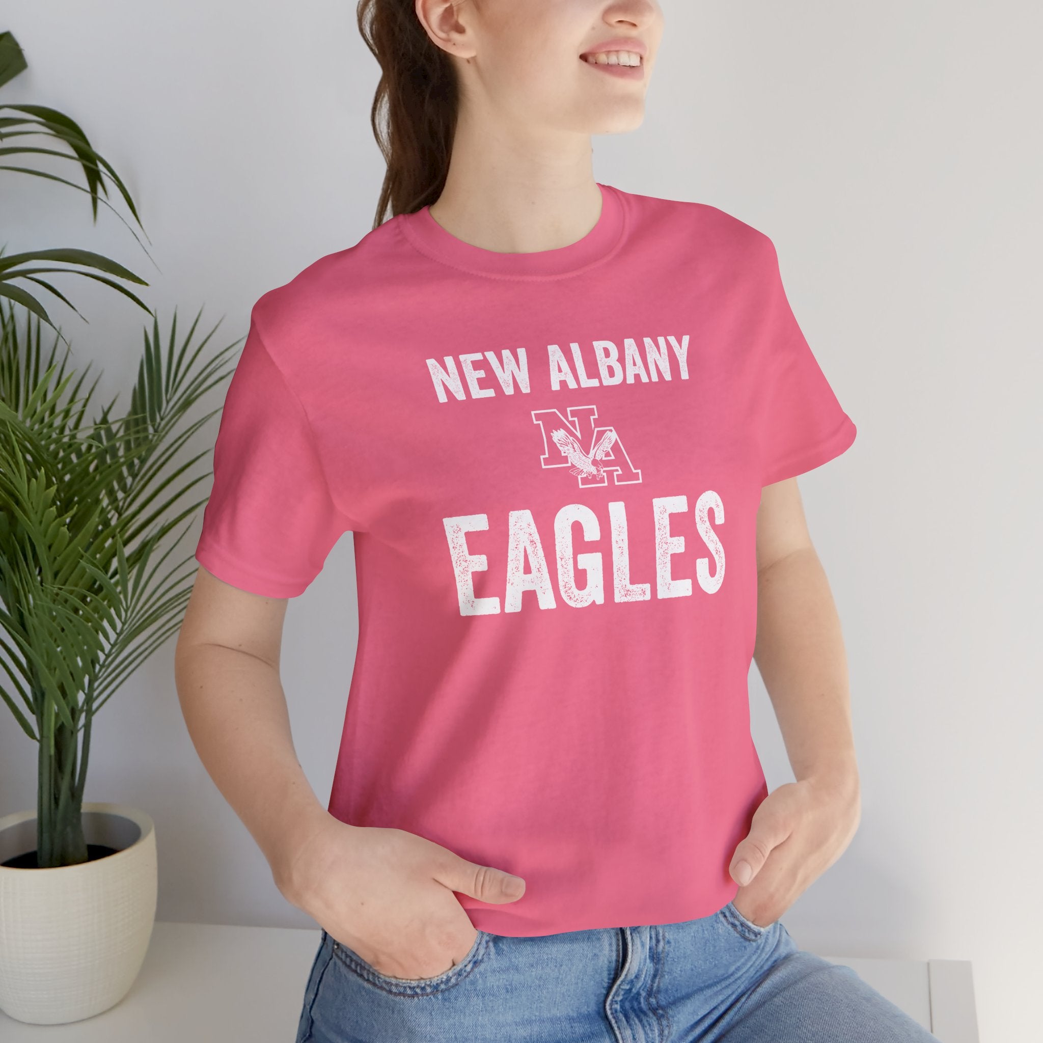Adult Unisex Vintage Distressed New Albany Eagles Graphic Short Sleeve Soft Tee