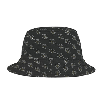 Adult Unisex Classic Logo Allover Print Black Bucket Hat - New Albany Eagles