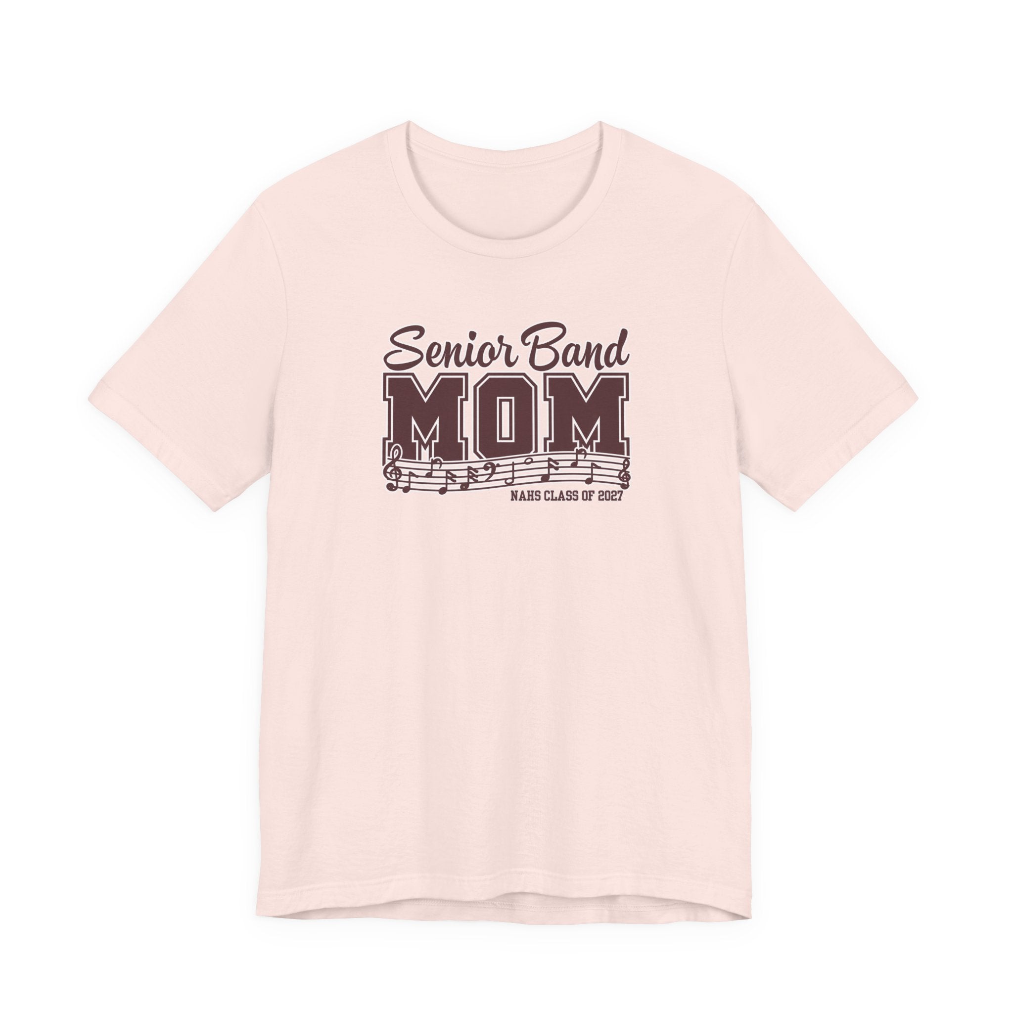 Adult Unisex New Albany 2027 Senior Band Mom Graphic Short Sleeve Bella + Canvas Soft Tee