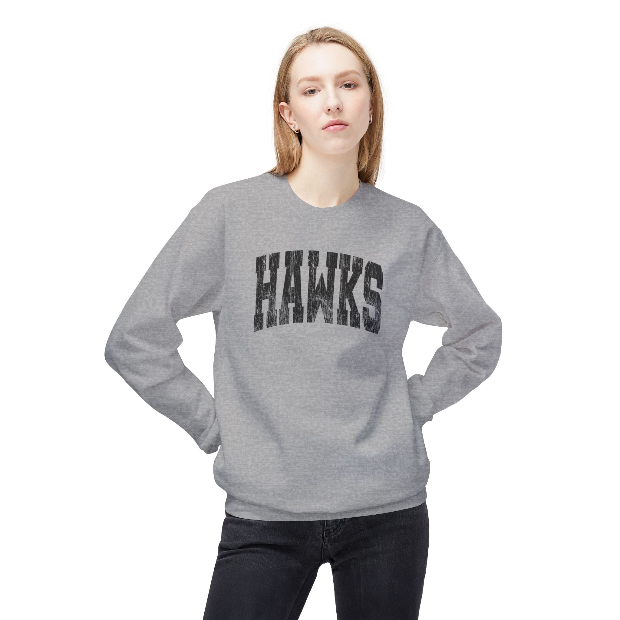 Adult Unisex Westerville Central Distressed Oversized Hawks Graphic Soft Style Sweatshirt