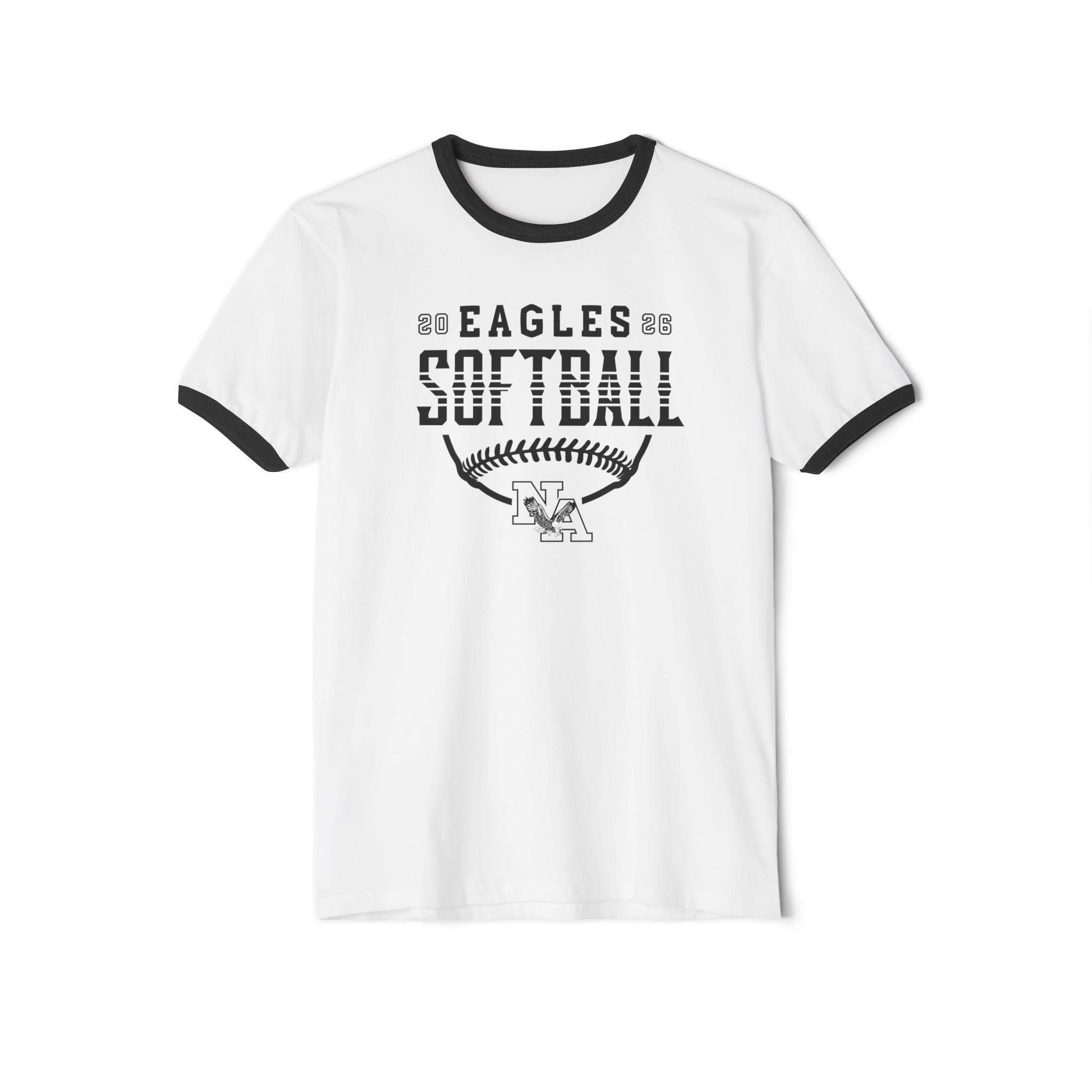 Adult Unisex New Albany Eagles Softball Strong Striped Graphic Short Sleeve Ringer Tee