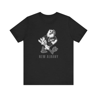Adult Unisex New Albany Black and White Vintage Fighting Eagle Graphic Short Sleeve Soft Tee