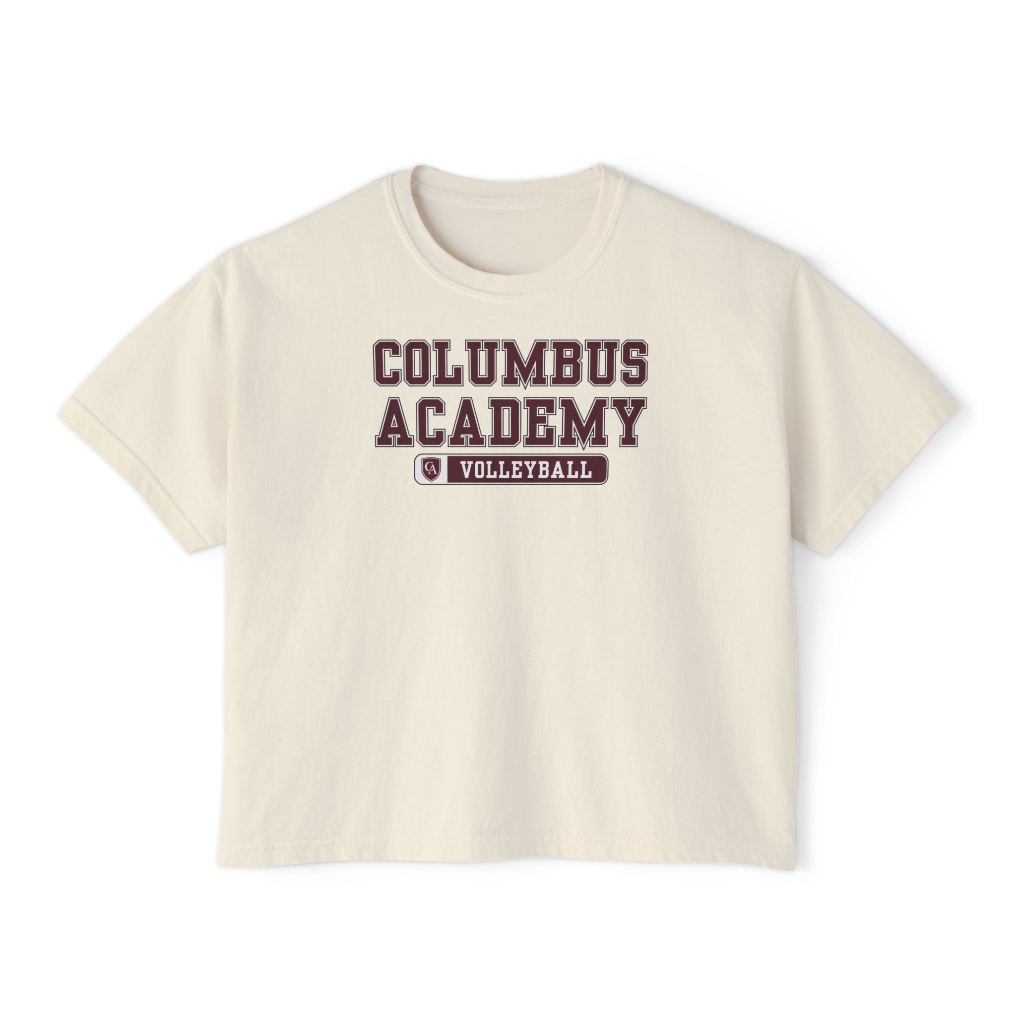 Women's Columbus Academy Volleyball Graphic Boxy Crop Short Sleeve Tee