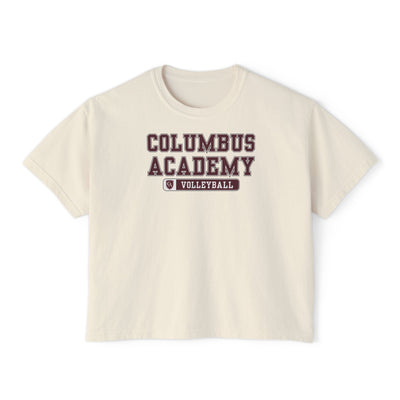 Women's Columbus Academy Volleyball Graphic Boxy Crop Short Sleeve Tee