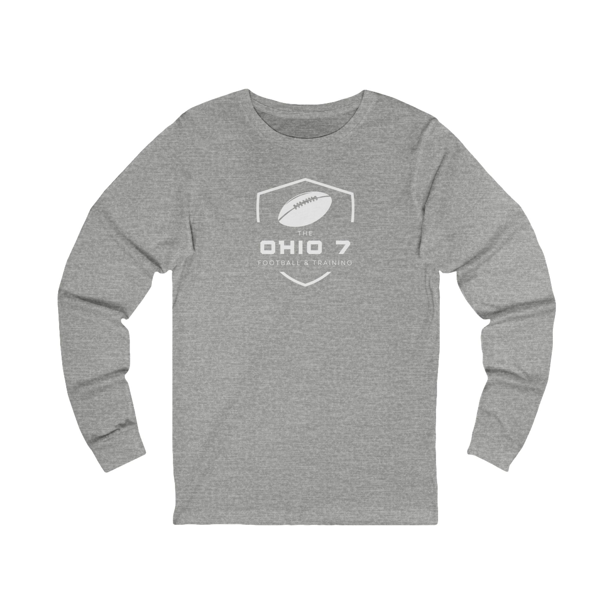 Adult Unisex The Ohio 7 White Logo Long Sleeve Bella + Canvas Soft Tee